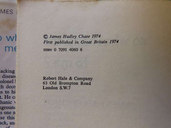 James Hadley Chase - Hardback book with Dust wrapper - So What Happens To Me