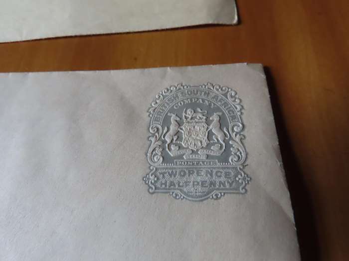 Stamps - British South Africa Company - Wrapper and Envelope with Postage 1/2d and 2 1/2d