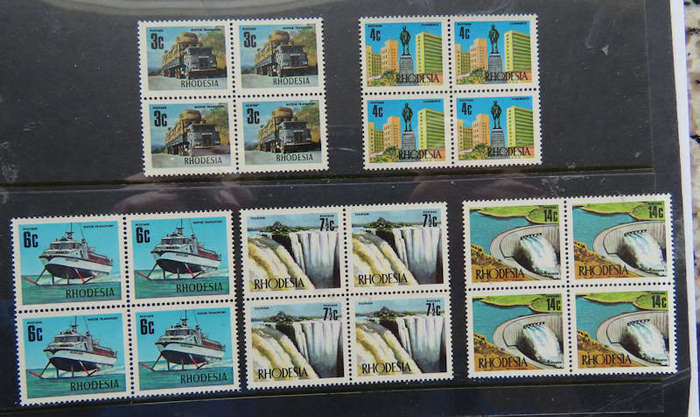 Rhodesia - 1973 Definitive Set Additional Values MNH - Blocks of 4