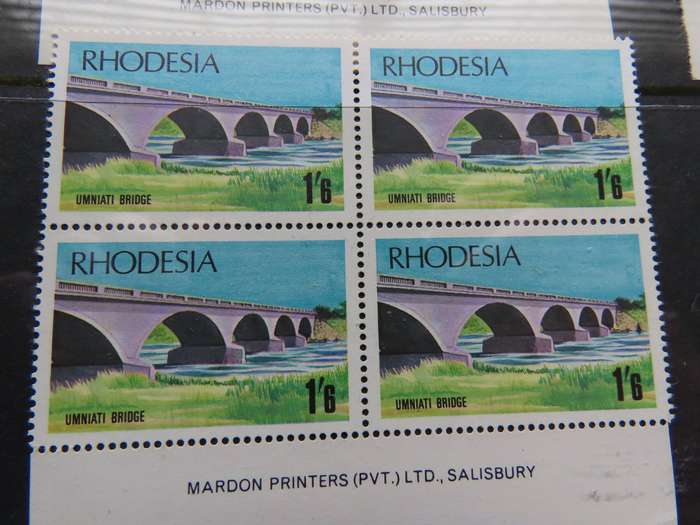 Rhodesia - 1969 Rhodesian Bridges Imprint Blocks of 4 MNH