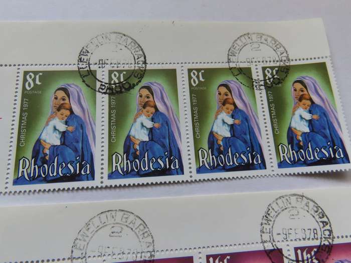 Rhodesia - 1977 Xmas Post Mark Llewellin Barracks and Southern Rhodesia U.PU. Three Stamps MNH
