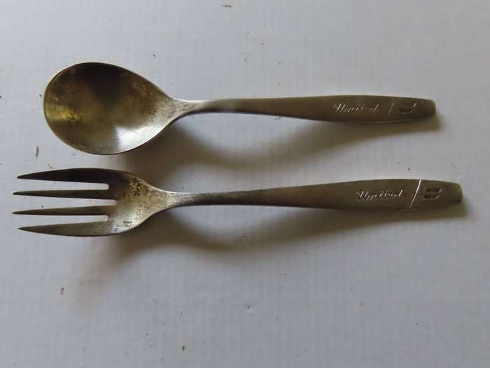 Travel - Flight - United Airlines Spoon and Fork - Silver Plated