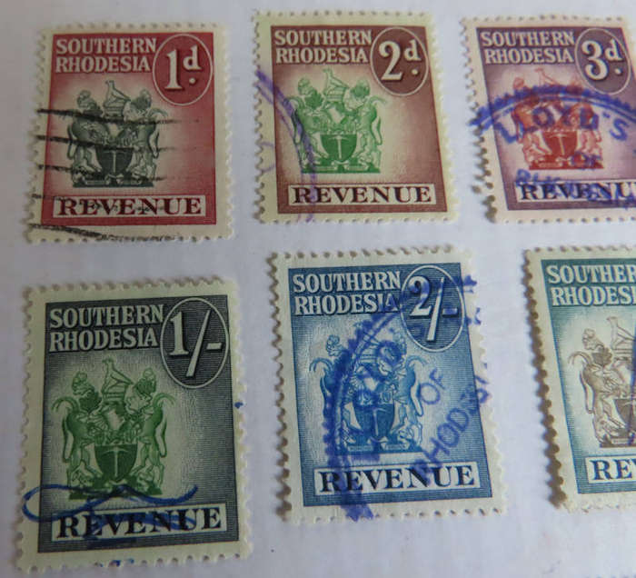 Rhodesia - 12 Different Revenue Stamps