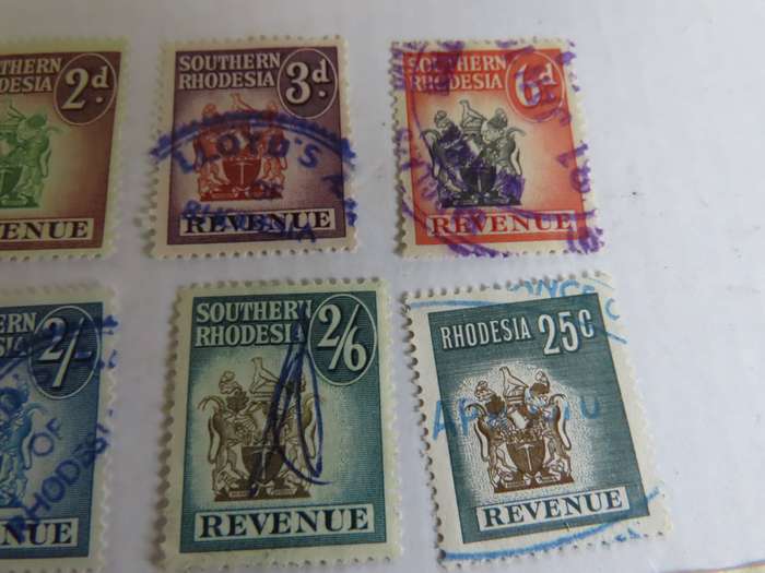 Rhodesia - 12 Different Revenue Stamps