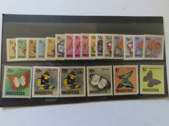 Rhodesia - 1974 Complete Definitive Set 20 plus 1976 3 Surcharged MNH