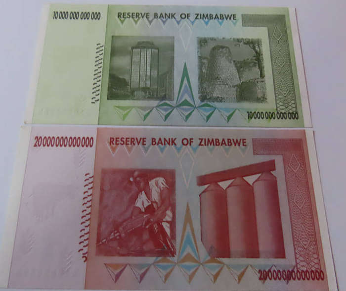 Zimbabwe-Reserve Bank of Zimbabwe - 2008 Set of $ 10, 20, 50, 100 Trillion Notes UNC