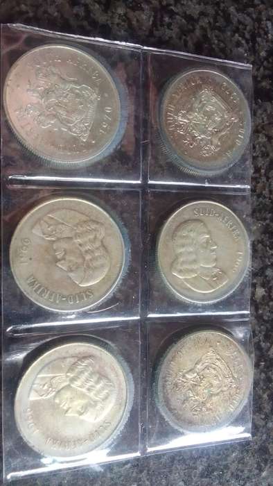6x South African R1 coins - 3x 1966 & 1x 1970 & 1x 1972 & 1x 1976