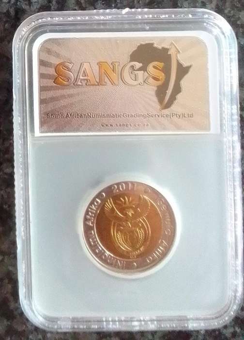 2011 South Africa 90th Anniversary of the Reserve Bank R5 Coin. Graded MS62