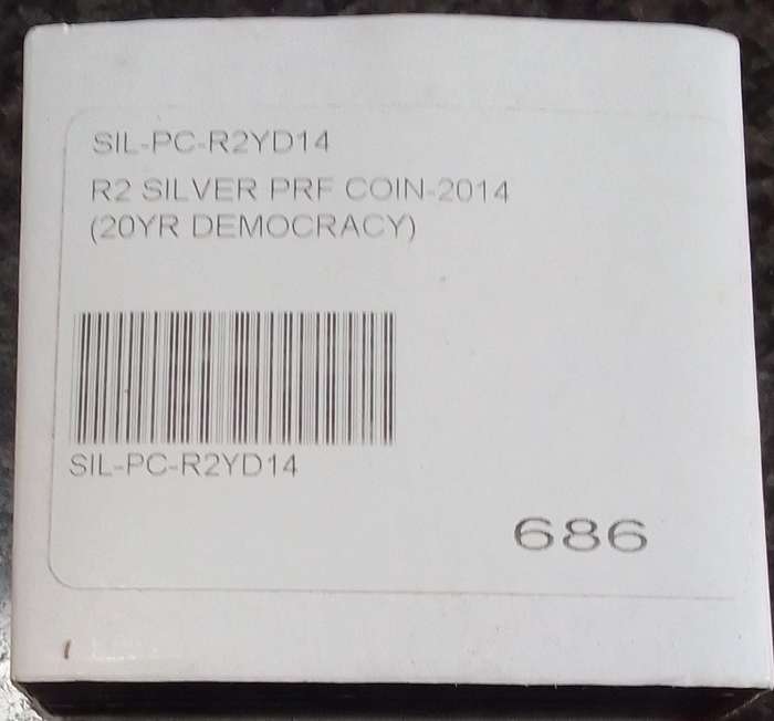 2014 South Africa 20 Years of Democracy Silver R2 Coin