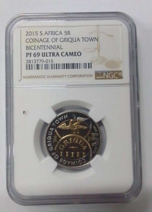 VERY HIGH GRADE - PF69 Coinage of Griqua Town Bicentennial R5 Coin