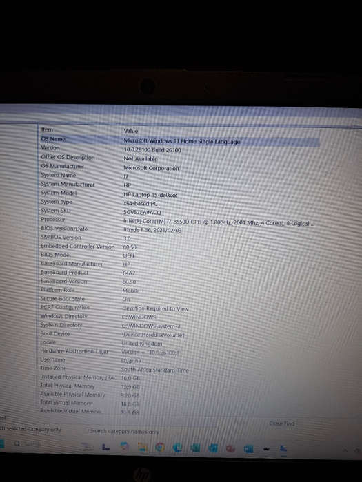 HP 15 Laptop, i7 Gen 8