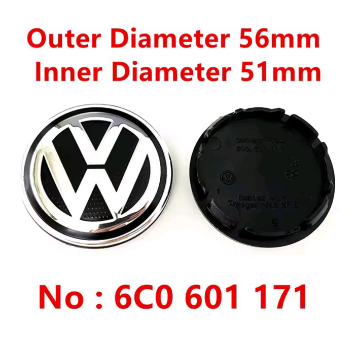 Set of 4 VW 56mm centre wheel caps