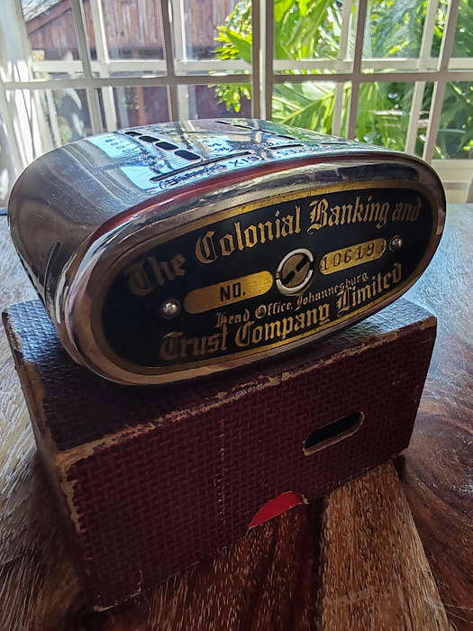 1920s Colonial Banking & Trust Company Limited Coin Bank  With Original Box