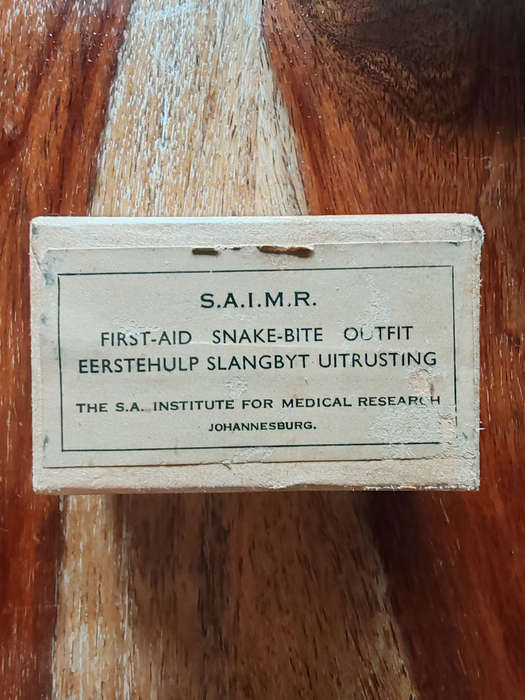 Vintage 1970 S.A.I.M.R. Snake Bite First Aid Tin  Complete with Capsules & Tourniquet