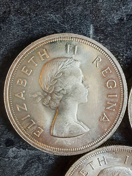 3 × South Africa 5 Shillings  1956, 1957 & 1958 (50% Silver) - LOT 11