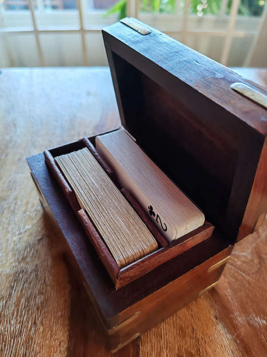 Vintage Wooden Playing Card Box