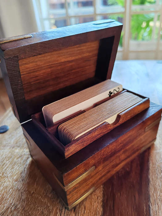 Vintage Wooden Playing Card Box