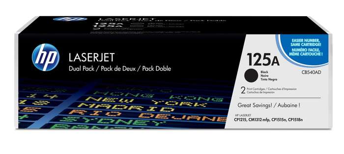HP 125A Original LaserJet Toner Cartridge - Black CB540A
