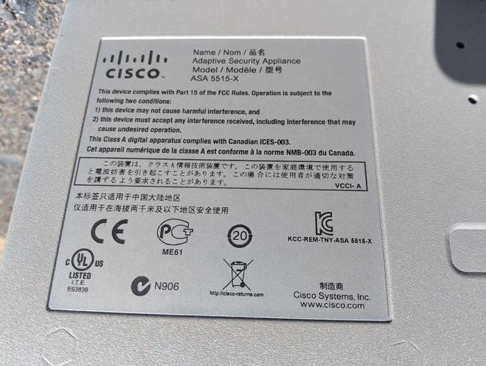 Cisco ASA 5515-X Adaptive Security Appliance ASA5515