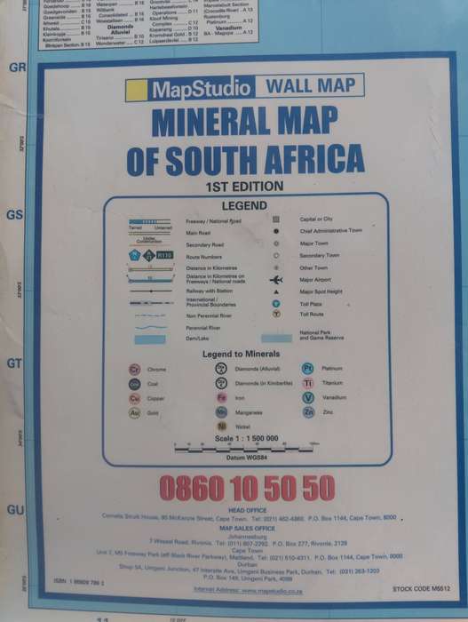 Mapstudio  Wall Map  Mineral Map of South Africa 1st Edition