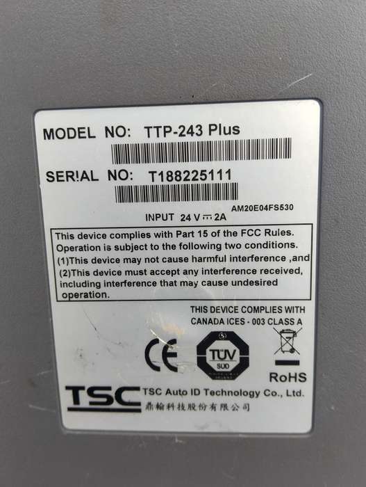 TSC TTP-243 Plus Direct Thermal Label Printer Parallel Port