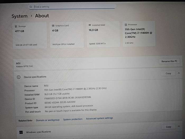 MSI GF76 11UC  17.3 Gaming Laptop (Grade A, Second Hand)