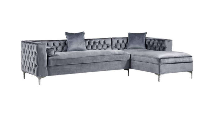 Zanna Contemporary L Shape Sectional Sofa Suite Sterling Silver | ONE PIECE MISSING
