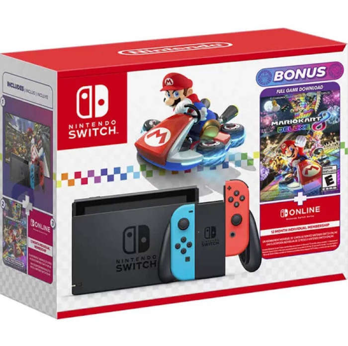 Nintendo Switch + Mario Kart 8 Deluxe Bundle  Open Box, Brand New