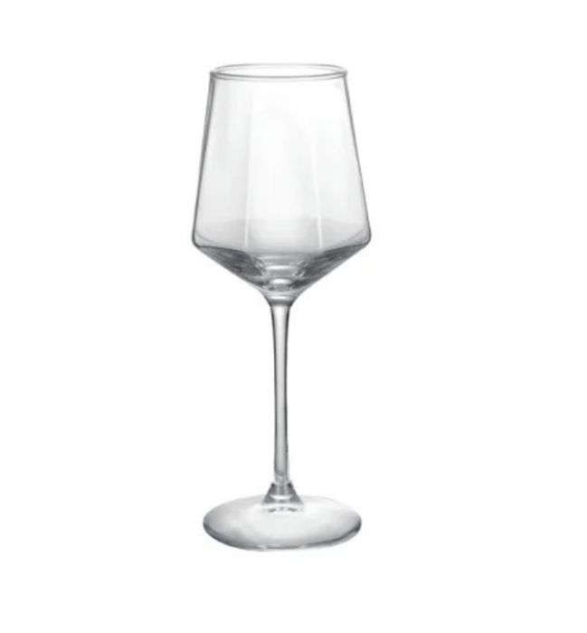 Long Stem Hexagonal Transparent Wine Glasses - 6 Pieces