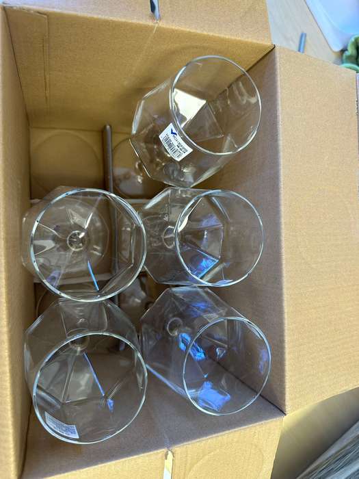 Long Stem Hexagonal Transparent Wine Glasses - 6 Pieces