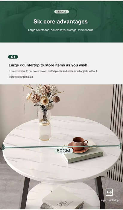 Double-layered Small Coffee Table/Round Table/Coffee Table - white