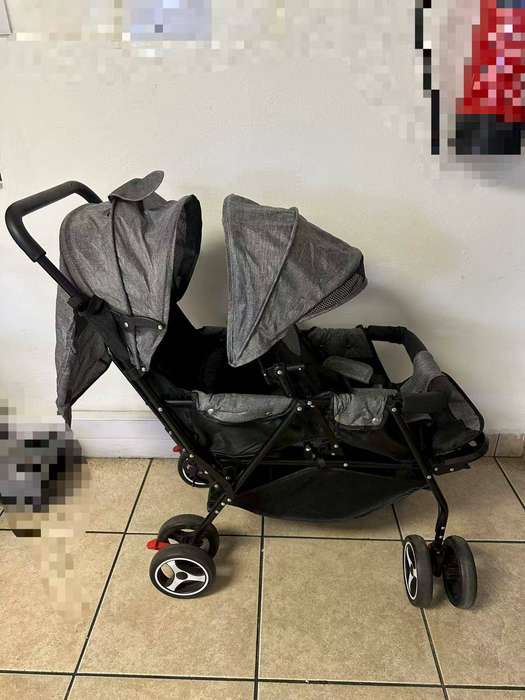 High-quality baby stroller twin lightweight travel system - grey