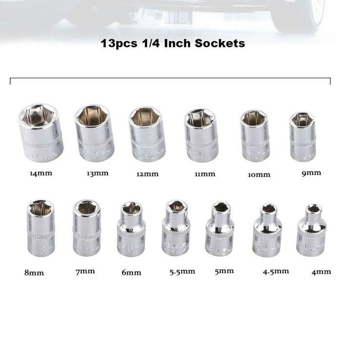 Tools Set 46pcs 1/4-Inch Socket Set Car Vehicle Repair Set