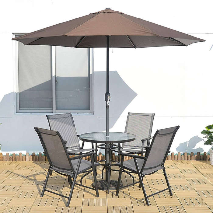 3M Iron Garden Parasol Umbrella S Patio With Parasol Base - Khaki