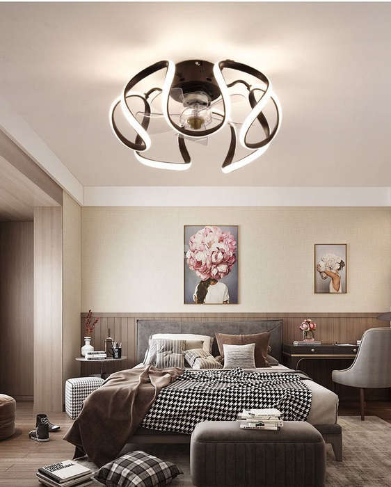 Modern Ceiling Fans with Lights and Remote Control-Black