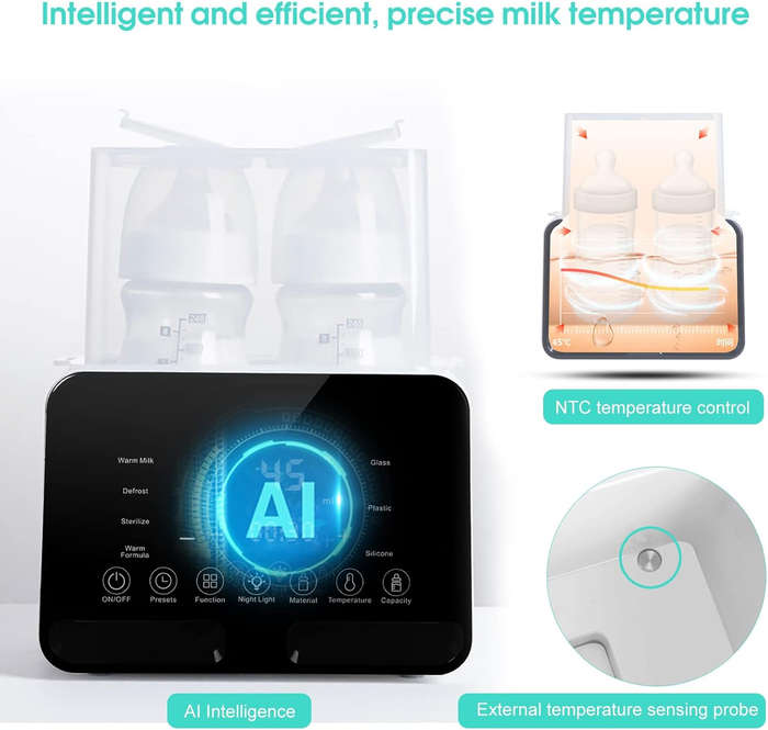Baby Bottle Warmer With Night Light Large LCD Display Multifunctional