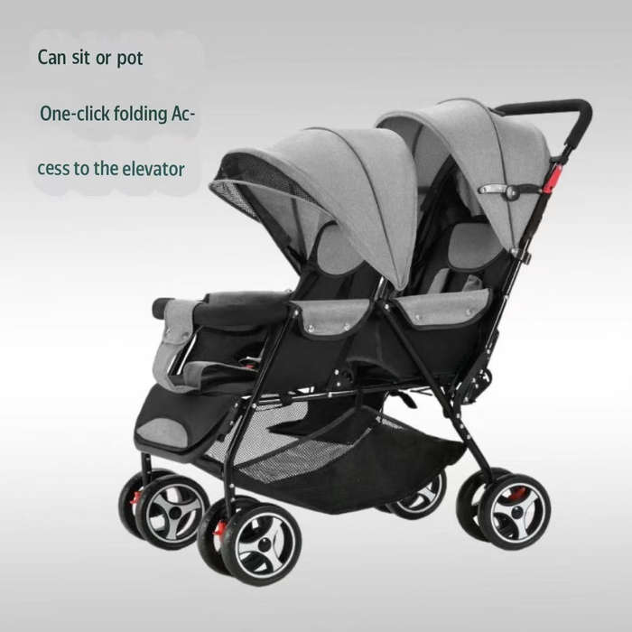 High-quality baby stroller twin lightweight travel system - grey