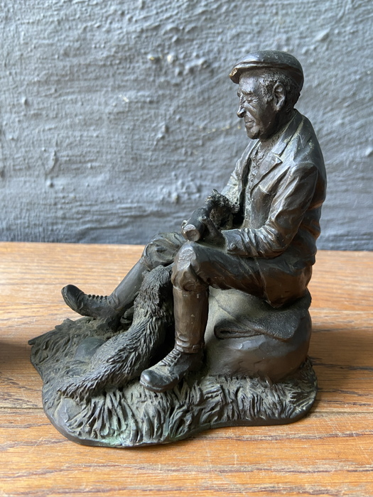 Bronze Figure - Heredities man feeding lamb -W. Elphick 1978