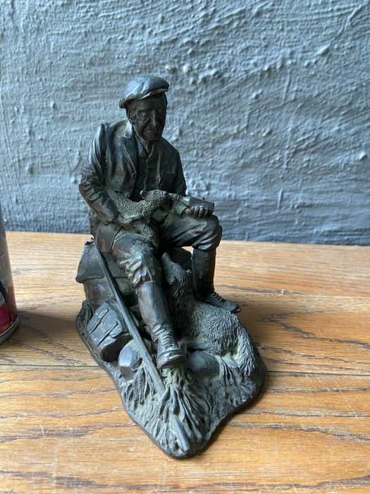 Bronze Figure - Heredities man feeding lamb -W. Elphick 1978
