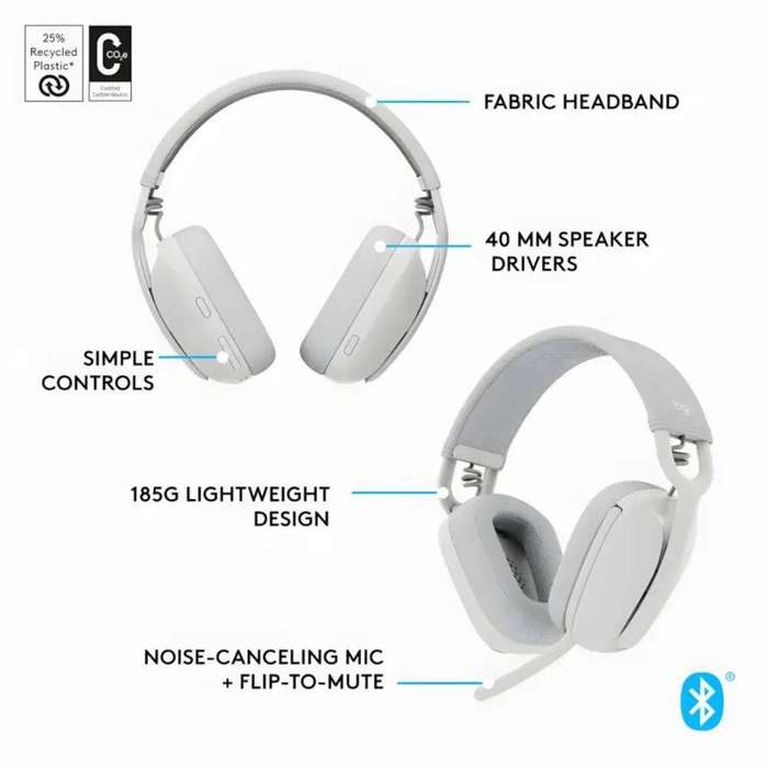 Logitech Zone Vibe 100 Wireless Bluetooth Headset Off White (OPEN BOX)