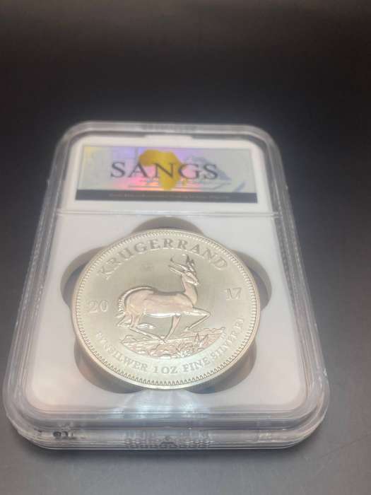 South Africa Silver Krugerrand 50th Anniversary Privy Mark 1oz Fine Silver of 2017 PU65 SANGS