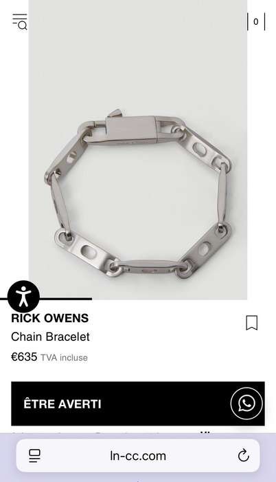 RICK OWENS CHAIN BRACELET STERLING SILVER
