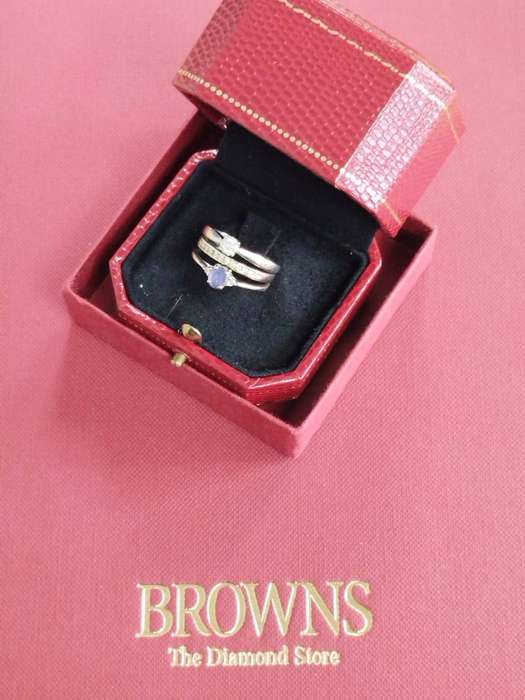 Browns Diamond & Gemstone Ring Set  Certified 9ct White Gold