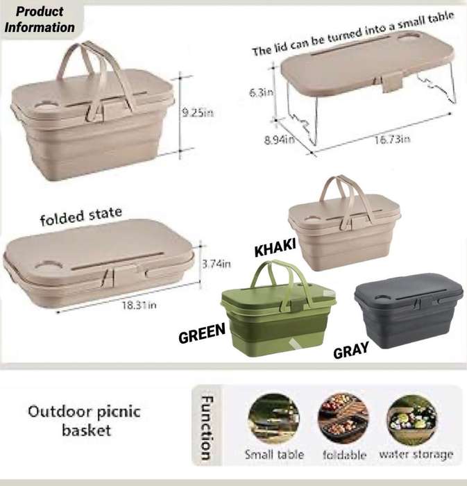 2-in-1 Picnic Basket + Table Foldable