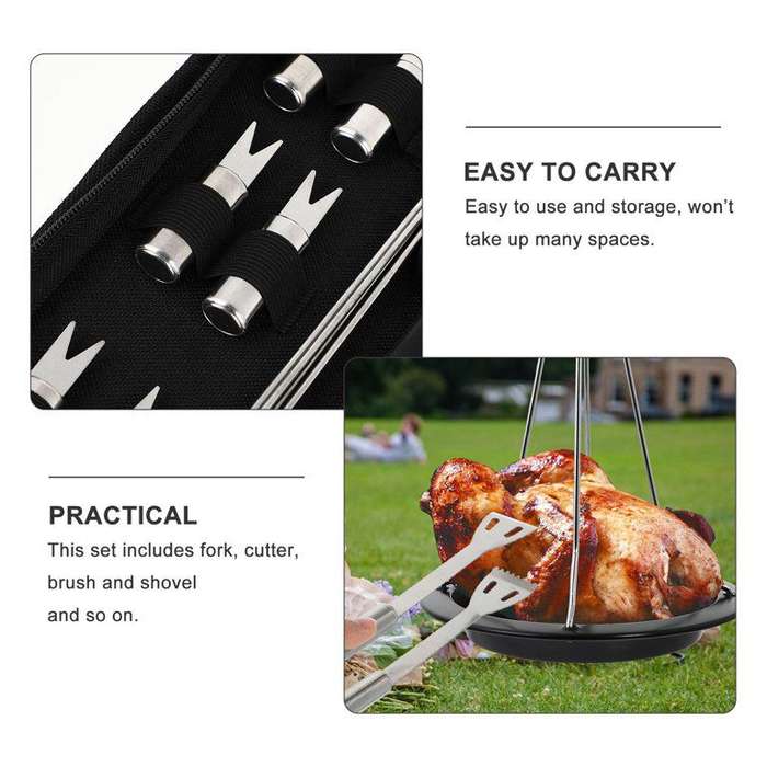 CAMPING BRAAI BBQ SET  STAINLESS STEEL  16 PCS