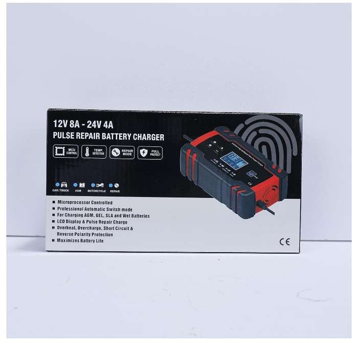 Auto Battery Charger Red Automatic 8A 12V 24V