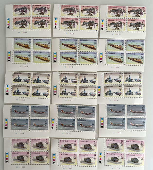 1990 Zimbabwe Definitive Stamps  18 Denominations  Wildlife & Culture  216 MNH Blocks