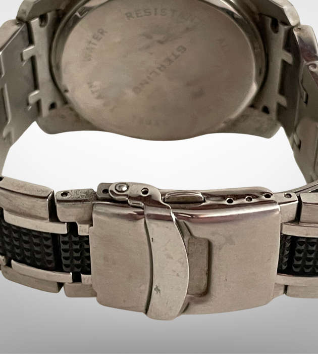 Men's Sterling Chronograph Watch  Heavy & Bold Design  Stainless Steel  Used Condition