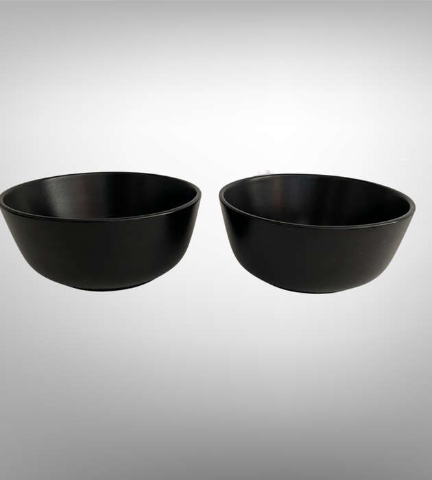 8-Piece Black Part Dinner Service  3 Dinner Plates, 3 Side Plates, 2 Bowls  No Chips or Cracks