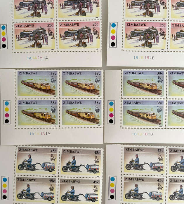 1990 Zimbabwe Definitive Stamps  18 Denominations  Wildlife & Culture  216 MNH Blocks